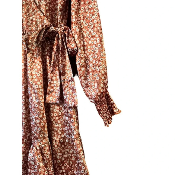 Alter'd State satin feel mini dress S ditzy floral Fall Chic faux wrap - Picture 3 of 8